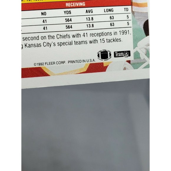 4 Vintage Fleer 92 Kansas City USA Printed Collectible Trading Football Cards - Picture 12 of 12